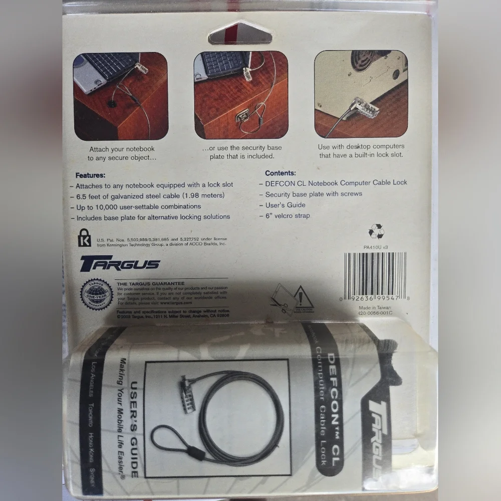 Targus DEFCON Cable Lock For Notebook Computers